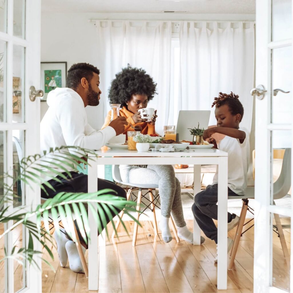 Family eating at a table