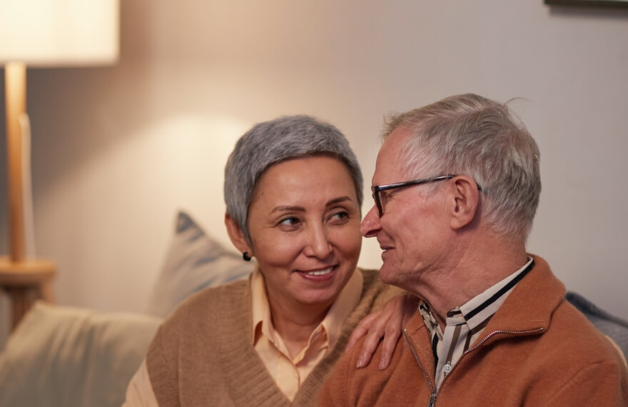 Older couple on a couch